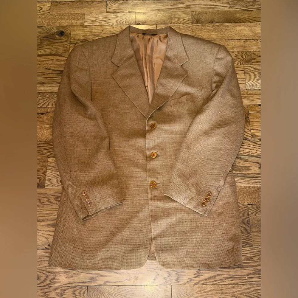 Pal Zileri. Rare Custom Lightweight Wool Blazer. Orange/Brown. Size 46.